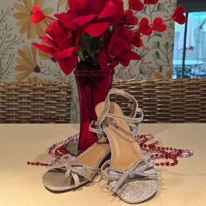 Girl’s Silver Glitter Strappy Sandals - Size 4
